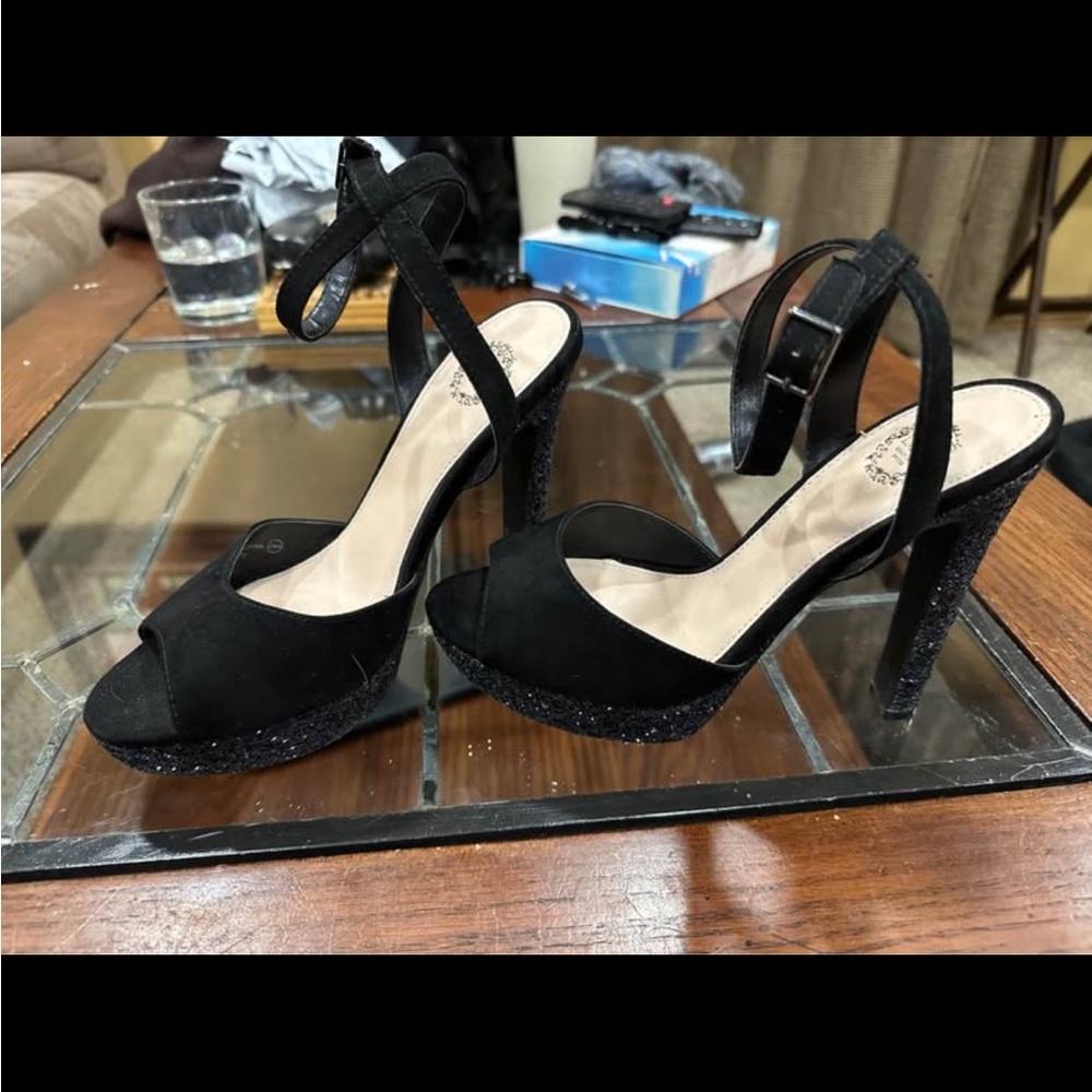 Chic Black Glitter Heels